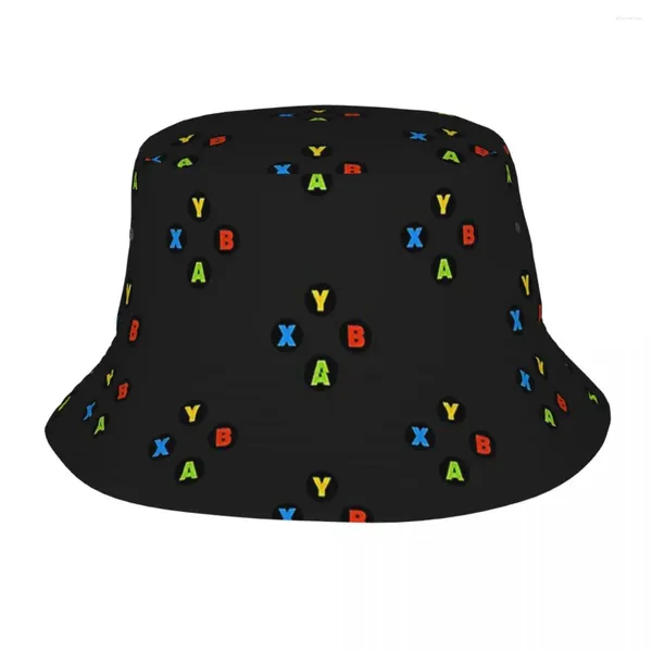 Berets menina balde chapéus controlador de jogo botões primavera headwear dobrável acampamento pesca boné bob chapéu gota