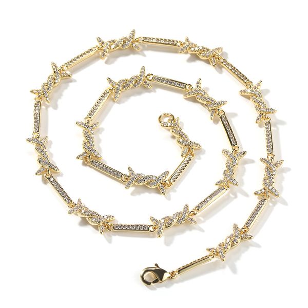 Теннисная цепочка в стиле хип-хоп 14-20 дюймов, 9 мм, кубинское звено, мужское ожерелье TopBling, 5А, циркон, 18-каратное настоящее золото, покрытие