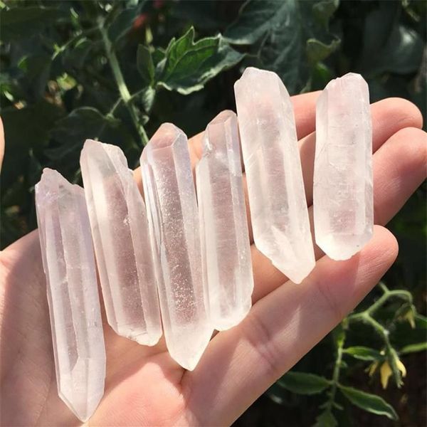 6 pçs claro natural lemurian semente ponto de cristal de quartzo espécime reiki cura pedra preciosa áspera ponto de cristal meditação para fazer je269j