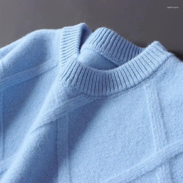 Camisolas masculinas de lã camisola pulôver o-pescoço homens outono inverno cashmere mistura de algodão quente jumper roupas pull homme homem hombres