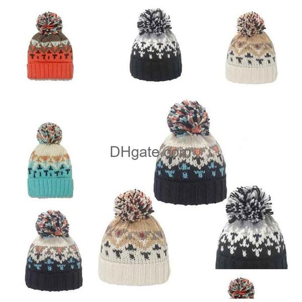 Beanie/Totenkopfkappen Großhandel Hut Gehörschutz Warm gestrickt Schnee Wolle Pom Beanie Hüte Df295 Drop Lieferung Mode-Accessoires Narbe Dh16V