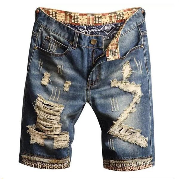 New Fashion Summer Denim Shorts Jeans maschili Uomo Jean Shorts Bermuda Skate board Harem Mens Jogger Caviglia strappata Wave280Q