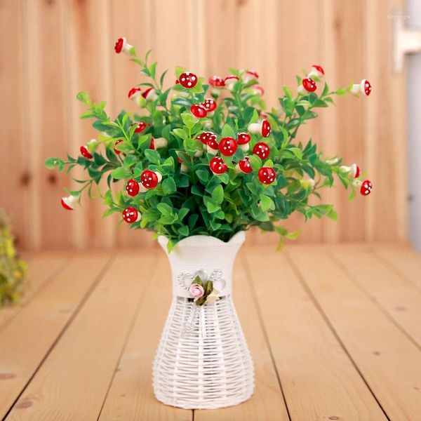 Fiori decorativi 1 pz Mini frutta funghi albero foglie verdi artificiali bouquet decorazione domestica finta fiore nuziale