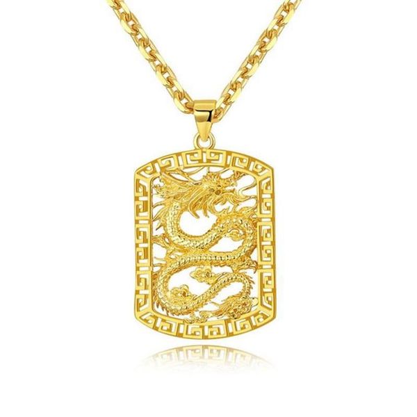 Fly Dragon Padrão Pingente Colar Corrente 18k Ouro Amarelo Cheio Sólido Bonito Mens Presente Declaração Jewelry324c