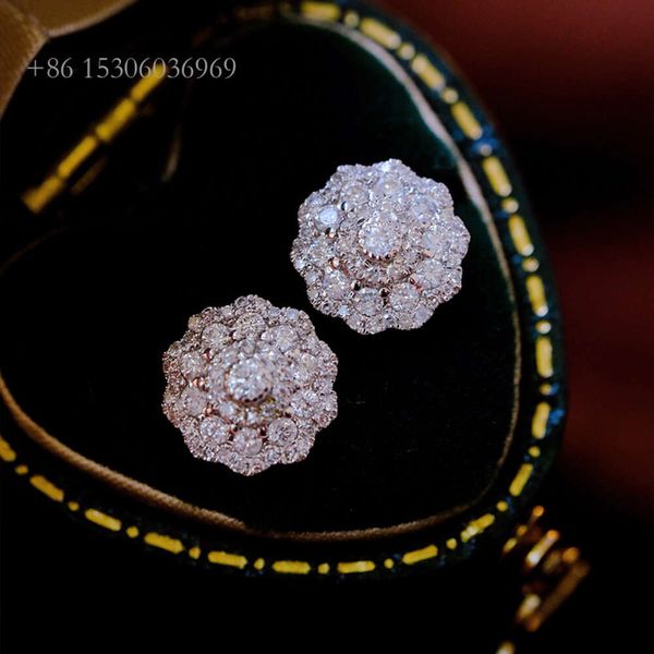 2023 Gioielli da donna alla moda Nuovo prodotto Bellissimo design Fiocco di neve Orecchini a bottone in oro massiccio con diamanti