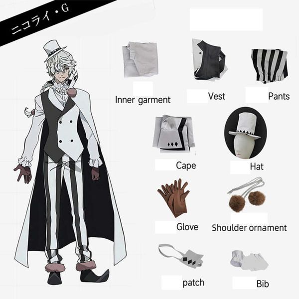 Nikolai Gogol Cosplay Kostüm Perücke Hut Mantel Umhang Uniform Anime Bungo Stray Dogs Staffel 4 der Zerfall der Engel Männer Outfitcosplay