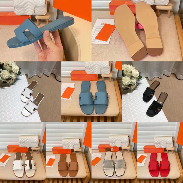 terlik terlik kadın sandalet yaz slaytlar deri ayakkabı moda plaj kadın lüks tasarımcı sandaletler mektup drag beden 35-42 kutu