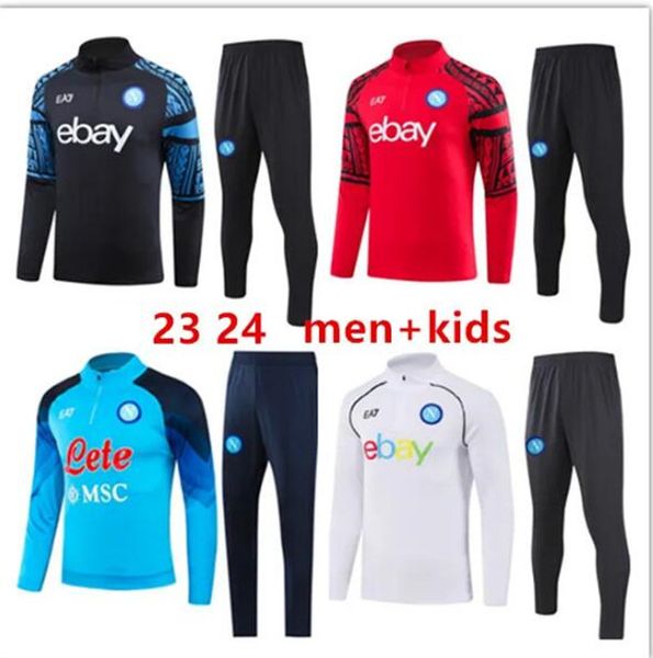 22/23/24 Meia puxar manga longa de manga longa Napoli Tracksuit Soccer Jersey Football Kit SSC Nápoles AE7 D10S HOMMES Treinamento Formation Wear Formação Tuta