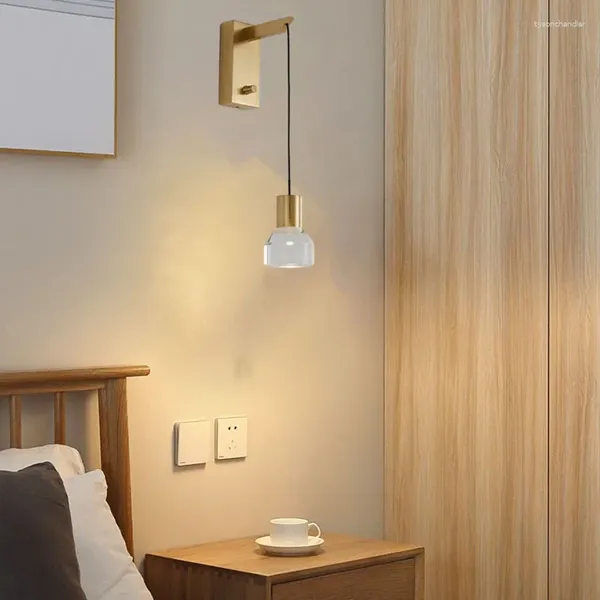 Wandlampen Modernes Kupfer-LED-Licht Gold Schwarz Klare Acryllampe 4000K für Schlafzimmer Wohnzimmer Flur Draht verstellbar