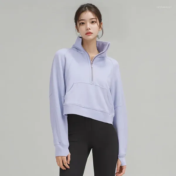 Damen Jacken Paket Mail Frau Qiu Dong Fügen Sie dicken Wollfleece-Sport-Rollkragenmantel mit halbem Reißverschluss für die hochwertige Scuuba-Fitness hinzu