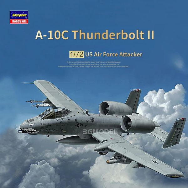 Modello di aereo Hasegawa 01573 Modello di aereo 1/72 A-10C Thunderbolt II US Air Force Attacker Kit modello per modello militare Collezione hobby fai da te 231017