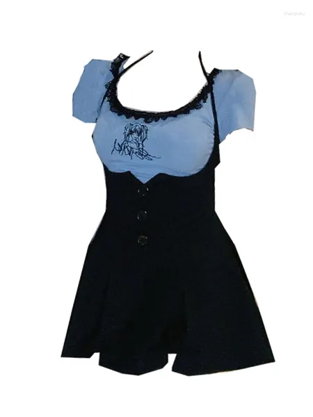 Vestidos de trabalho 2023 Mulheres Verão Coreano Moda Estilo Preppy Outfits 2 Peça Set Gyaru Manga Curta Tees Crop Tops Mini Saias Plissadas Shorts