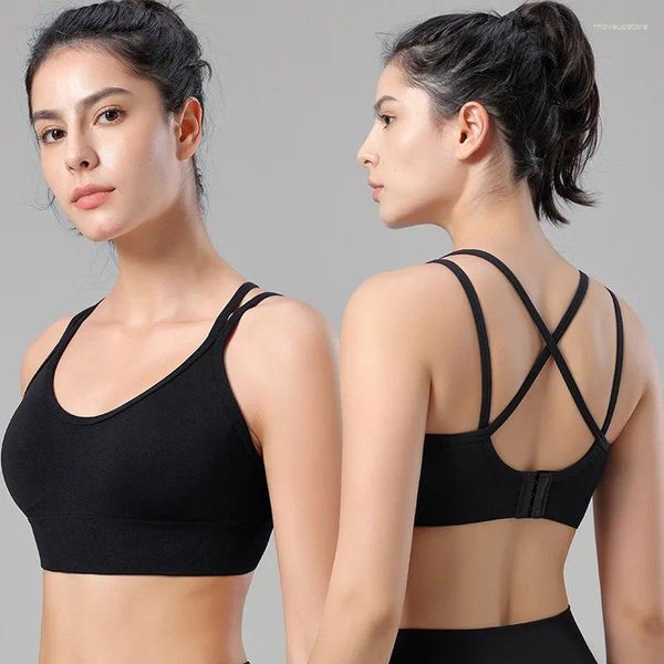 Yoga Outfit Cross Beauty Back Reggiseno sportivo regolabile Nessun anello in acciaio Assorbimento di umidità Fitness Large Size S-2XL Running Pilates