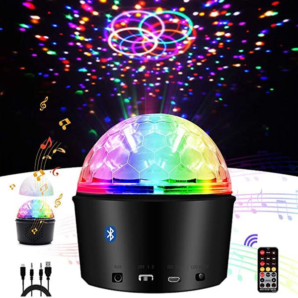 USB-betriebene, klangaktivierte Nachtlichter, 9 Farben, LED-Disco-Party-Licht, Musik, Kristallkugel-Licht mit Lautsprecher