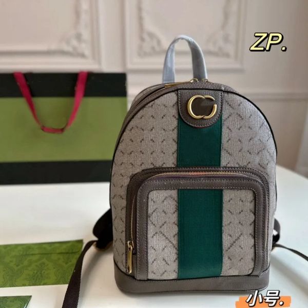 Designer-Rucksack für Damen, Rucksack für Herren, Ophidia, mittelgroßer Rucksack aus Segeltuch, Schultasche, Umhängetaschen, Echtlederbesatz, modische Luxus-Reisetasche