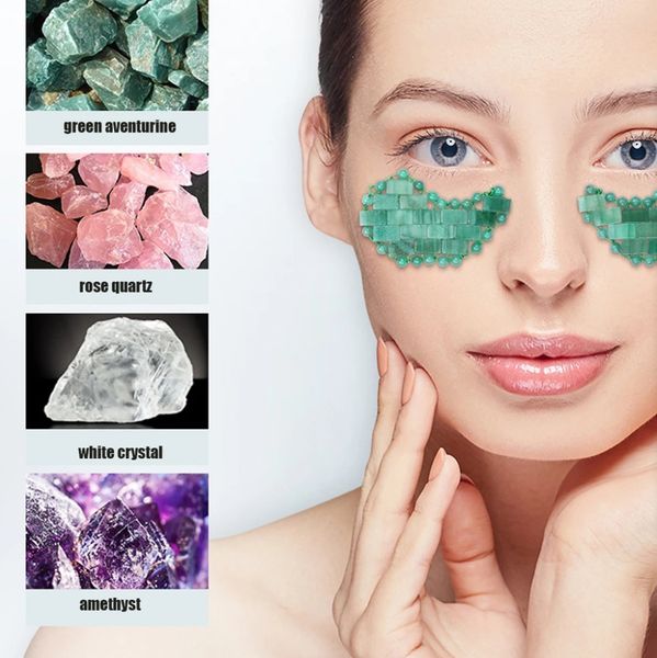 Jade máscara olho de cristal natural rosa quartzo pacote ruga eliminando círculos escuros pacote de olho jade reutilizável para compressão de calor frio beleza massageador facial