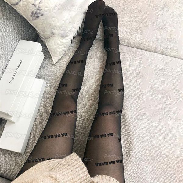 Calzini da donna vintage floccati Collant sottili bianchi neri sexy INS Leggings stile street fashion290u