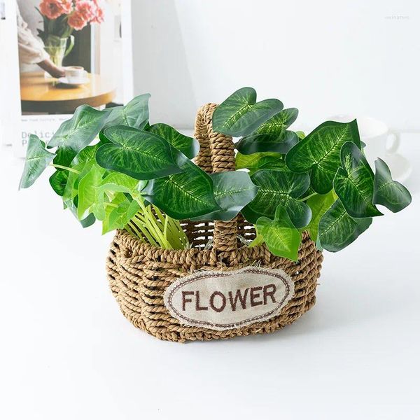 Flores decorativas artificiais mini folhas de lótus plantas árvore verde falso bonsai real toque folhas de cobre para decoração de escritório em casa