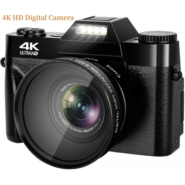 Videocamere Videocamera digitale Vlogging 4K HD per Youtube WIFI Webcam Grandangolo 16X Zoom 48MP Pography Schermo ribaltabile da 3 pollici 231018