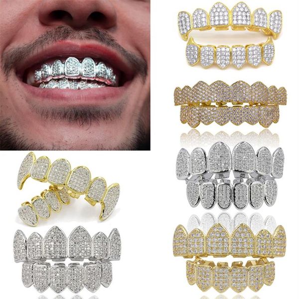 18k ouro real punk hiphop dental boca grillz chaves bling zircão cúbico rock vampiro dentes fang grills chaves dente boné rapper jew236c