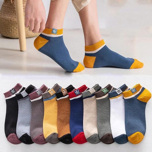 Meias masculinas marca 5 pares/lotes personalizado feliz moda estilo chinês casual cor bloqueio impressão negócios