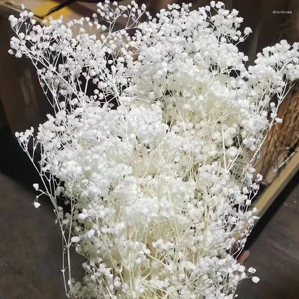 Dekorative Blumen, 60 g, Mini-Schleierkraut, getrocknet, natürlich, konserviert, Millionen Babybreath-Blumenstrauß, trockene Eternell-Gypsophila-Blume, Heimdekoration