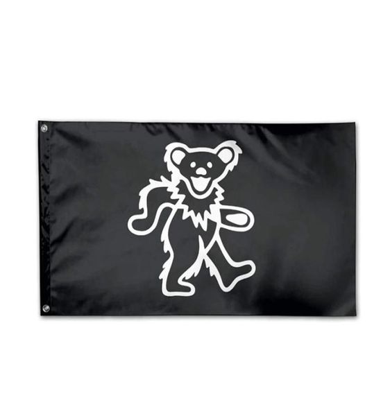 Bandeira do urso morto grato 3 x 5 pés decorativo 100D poliéster interior ao ar livre pendurado decoração bandeira com ilhós de latão 2079966