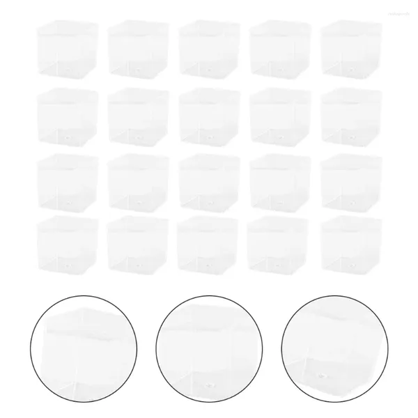 Set di stoviglie 20 pezzi piccola scatola quadrata tazza di mousse contenitori per budino tazze da dessert in plastica trasparente usa e getta S vetro