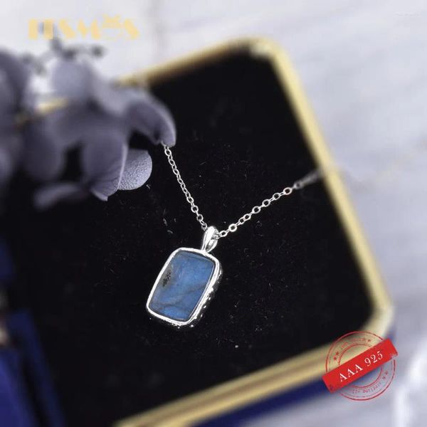 Ciondoli ITSMOS Collana con ciondolo in labradorite quadrata naturale con pietra preziosa amazzonite in argento 925 per gioielli fatti a mano da donna