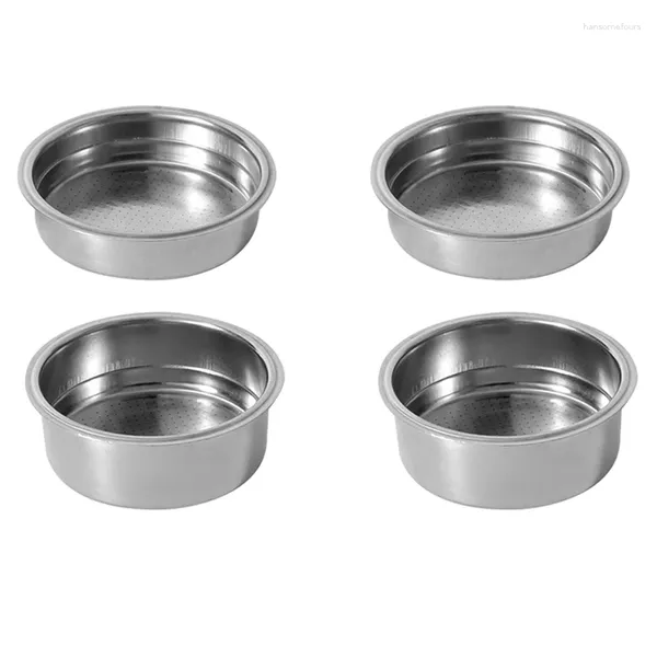 Filtros de café 4pcs 51mm máquinas de aço inoxidável pressurizado filtro cesta pó portátil sem fundo