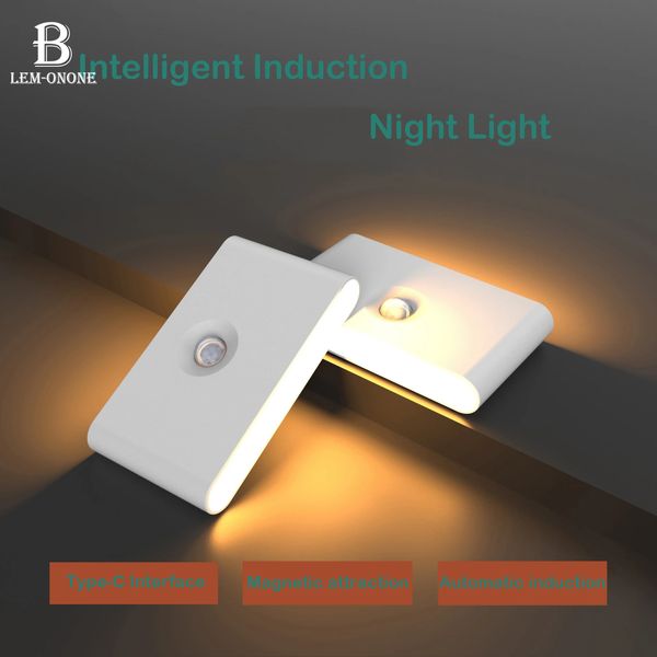 Novità Articoli LED Luce notturna a induzione Corpo umano Luci per armadio a infrarossi Tipo C Lampada da parete con aspirazione magnetica per camera da letto Scala WC 231017