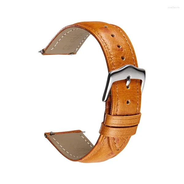 Cinturini per orologi 18mm 20mm 22mm cinturino in pelle di mucca cinturino vintage con motivo struzzo comodo da indossare barra a molla a sgancio rapido
