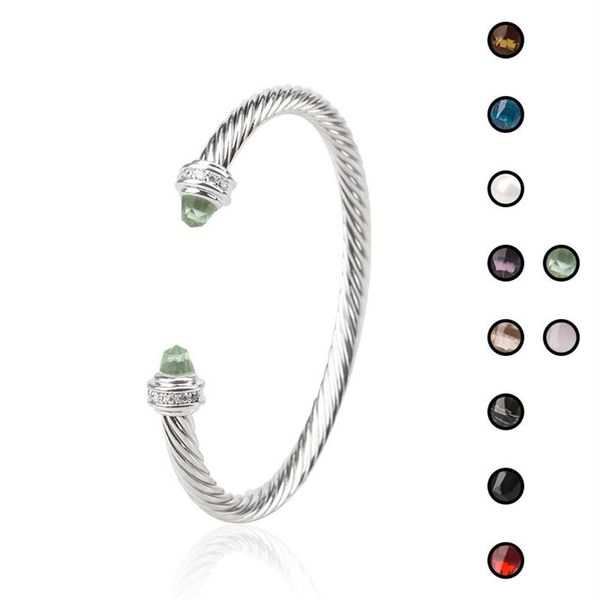 Bracciale rigido color argento Bracciale rigido Bracciale di design placcato oro bianco Bracciale di lusso con onice nero e zirconi per Wom226F