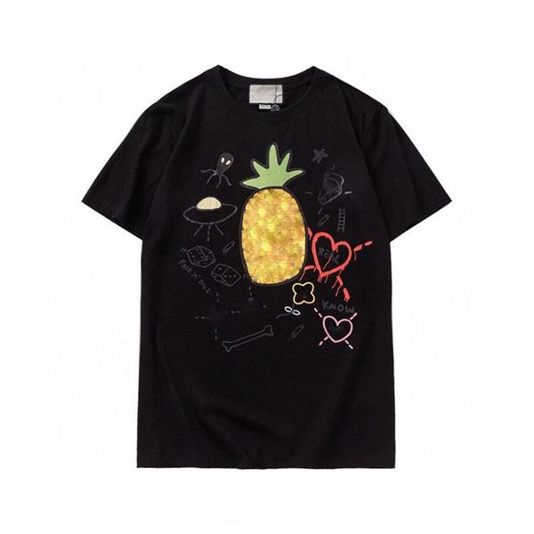 Abacaxi designer t-shirt homens porco moda roupas de manga curta mulheres punk impressão carta bordado gato verão skate tops bev262y