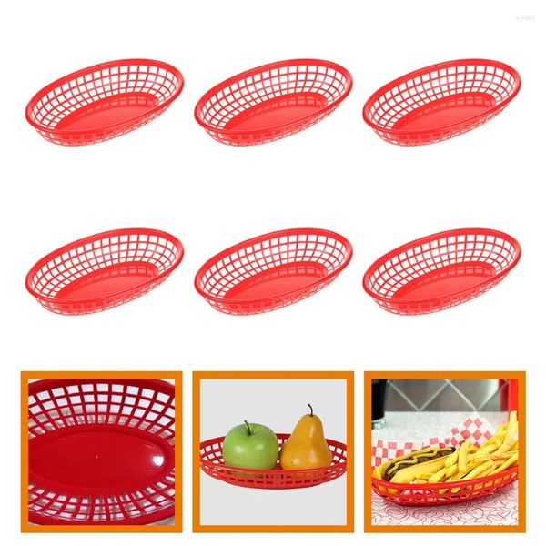 Conjuntos de louça 6 pcs lanche cesta acessório fritar prato de frutas conveniente oval pão abs cestas casa placa vegetal recipiente