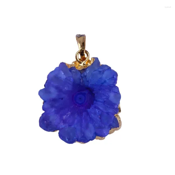 Anhänger Halsketten 1 stück Reines Gold Farbe Lila Rose Rosa Blau Grün Druzy Stein Scheibe Charms Schmuck Machen Material für