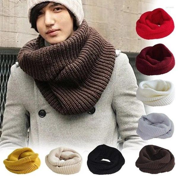 Sciarpe Unisex Inverno Caldo Maglia Collo Cerchio Cappuccio Donna Uomo Cotone Morbido Sciarpa Scialle Anello Snood Ordito Collare Per Sci All'aperto