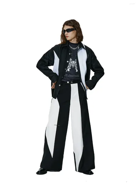 Pantaloni da uomo 27-46 2023 Uomo Donna Abbigliamento Stile Yamamoto Originale Pantaloni a gamba larga a contrasto in bianco e nero Amanti Costumi taglie forti