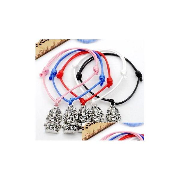 Braccialetti con ciondoli 10 pezzi Ciondoli con cordino rosso Buddha Fortunato Cavo di cera Bracciale regolabile Regalo Fai da te Nuovi braccialetti gioielli Dhags