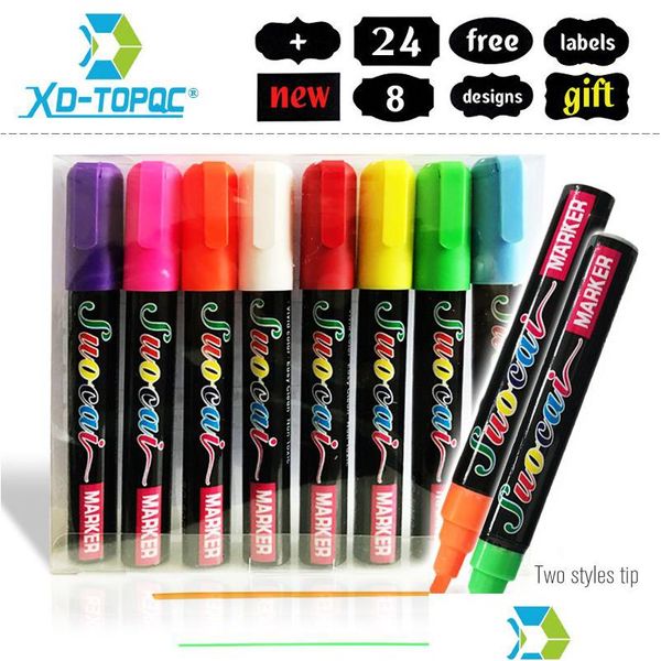 Маркеры маркеры Xindi Liquid Chalk 8 шт./лот стираемый маркер флуоресцентный маркер Colorf художественная живопись для Wh Dhgarden Dhmzx