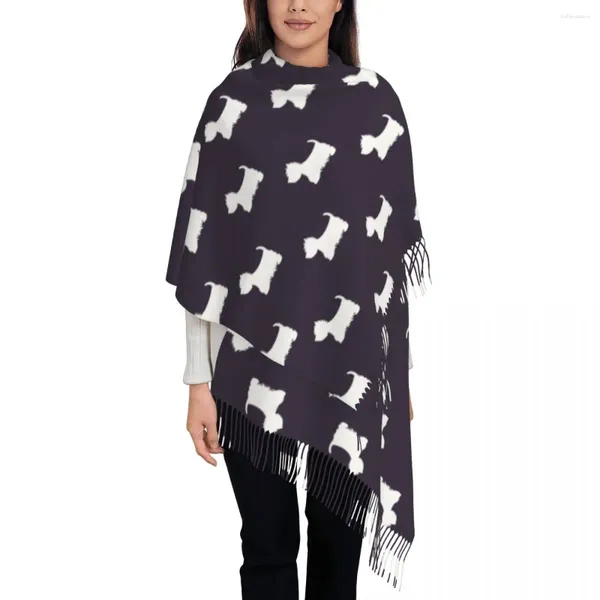 Sciarpe Sciarpa per cani scozzesi per donna inverno autunno scialle di pashmina avvolgente animale cane lungo grande con nappa da donna