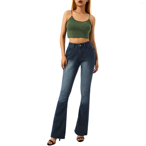 Jeans femininos casuais jeans queimados calças cor sólida solta cintura baixa com bolsos Spice Girl Retro