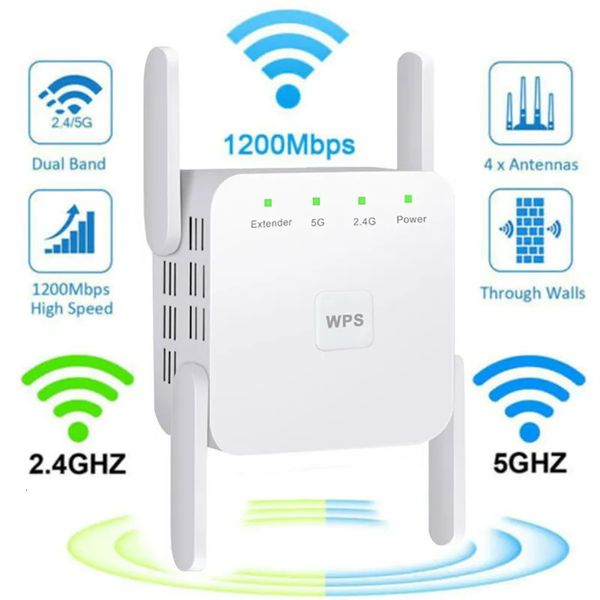 Roteadores FSU 5G WiFi Repetidor Amplificador Amplificador Extensor Rede Booster 1200Mbps Rede sem fio de longo alcance Internet 231018