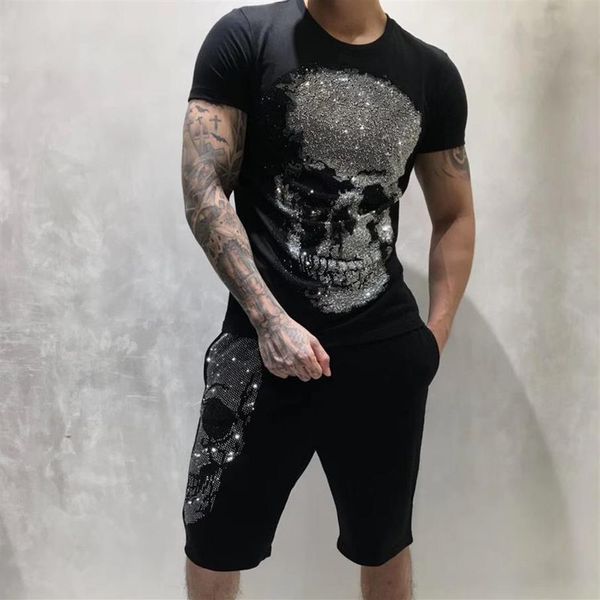 PP Rock Estilo Verão Homens Designer Camiseta Diamante Crânio Marca Roupas Moda Camisetas Mulheres T-shirt de Alta Qualidade Hip Hop Tees 202802