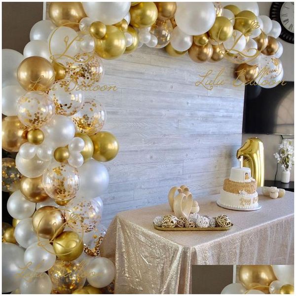 Outros suprimentos para festas de eventos Outros suprimentos para festas de eventos Balão Garland Arch Kit Preto Branco Ouro Latex Air Balloons Pack Fo Dhgarden Dhh2C