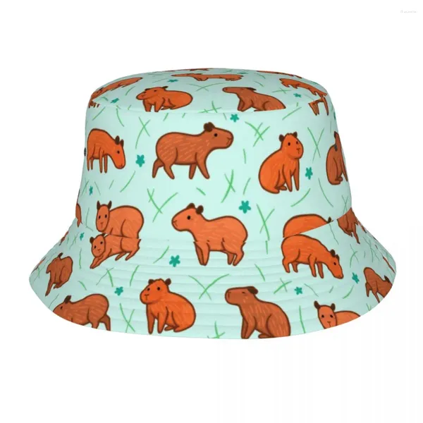 Berets Capybara Niedliche Bob-Hüte Frühlings-Picknick-Kopfbedeckung Merch Tier-Angelkappe für Wanderfrauen verpackbar