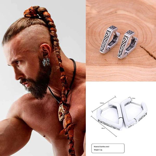 Stud Küpe Erkek Rune Polygon Viking Retro Hip Hop Rock Partisi Takı Su geçirmez Paslanmaz Çelik Kulak Hediyesi