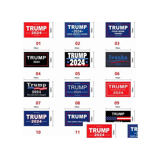 Banner Flags Trump Flag 2024 Eleição Banner Donald Keep America Great Again Ivanka Flags 150X90Cm 12 Estilos Sea Home Garden Festivo P Ote8X