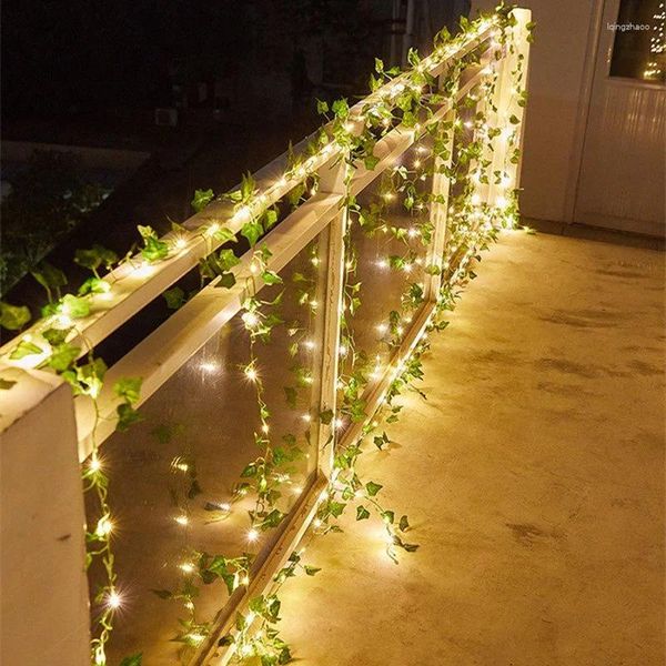 Cordas 10m 5m 2m LED luzes de corda guirlanda casamento natal jardim pátio decoração interior ao ar livre fada artificial folha flor