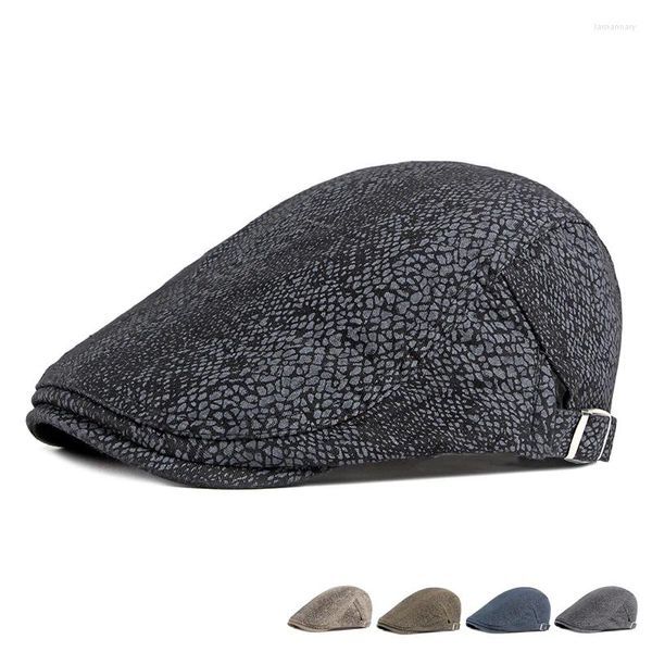 Berretti 2023 Berretto da uomo all'ingrosso coreano pelle di serpente berretto da donna in cotone traspirante visiera cappello Peaky paraocchi cofano Homme Baret